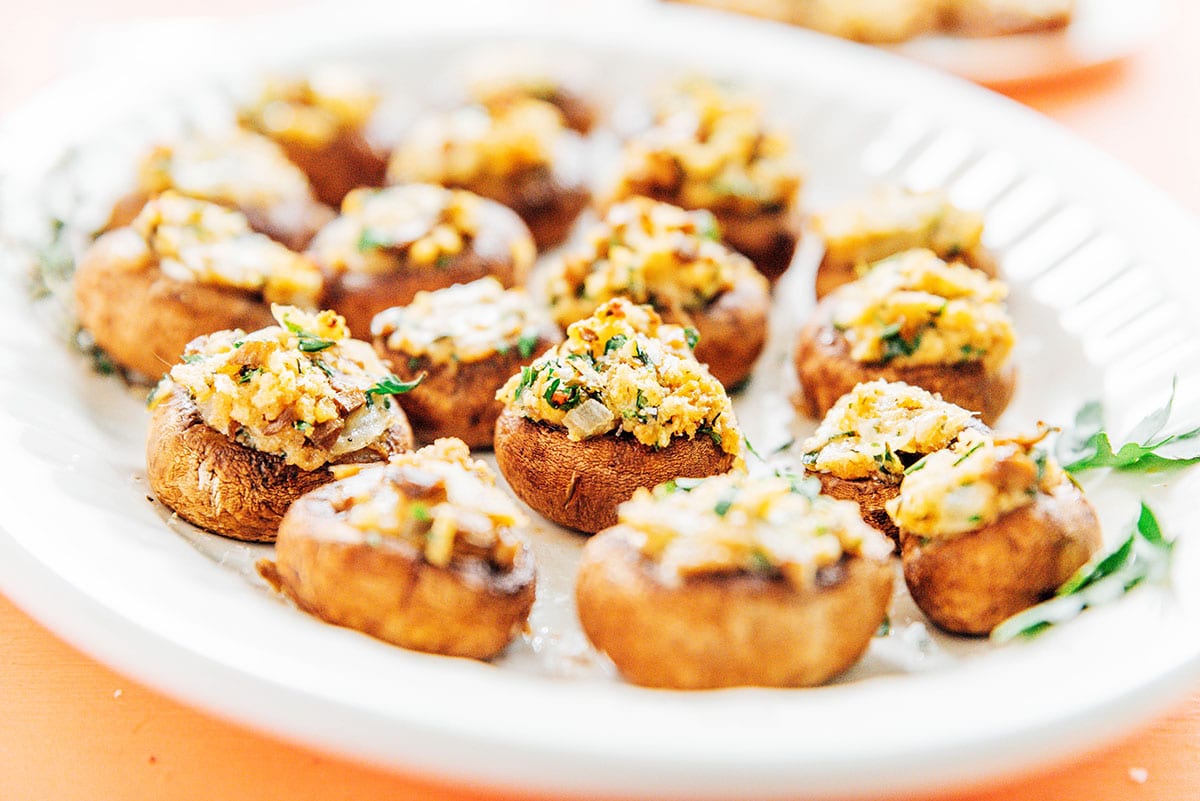 The Perfect Make-Ahead Vegetarian Cream Cheese Stuffed Mushrooms